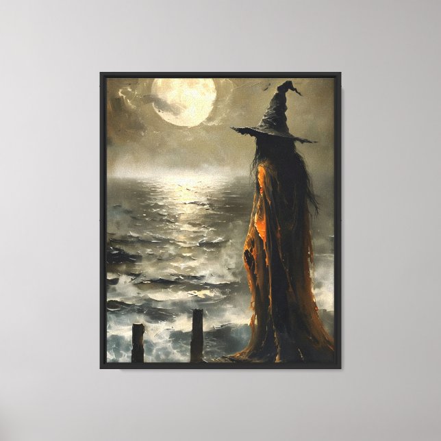 Moonlit Witch by the Sea Canvas Print (Front)