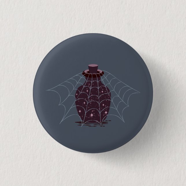 Moonlit Witchy Halloween Magic Bottle Button (Front)