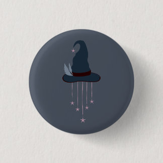 Moonlit Witchy Halloween Magic Hat Button