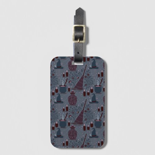 Moonlit Witchy Halloween Pattern Luggage Tag