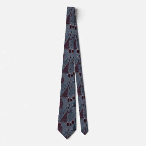 Moonlit Witchy Halloween Pattern Neck Tie
