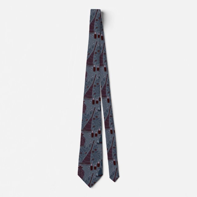 Moonlit Witchy Halloween Pattern Neck Tie (Front)