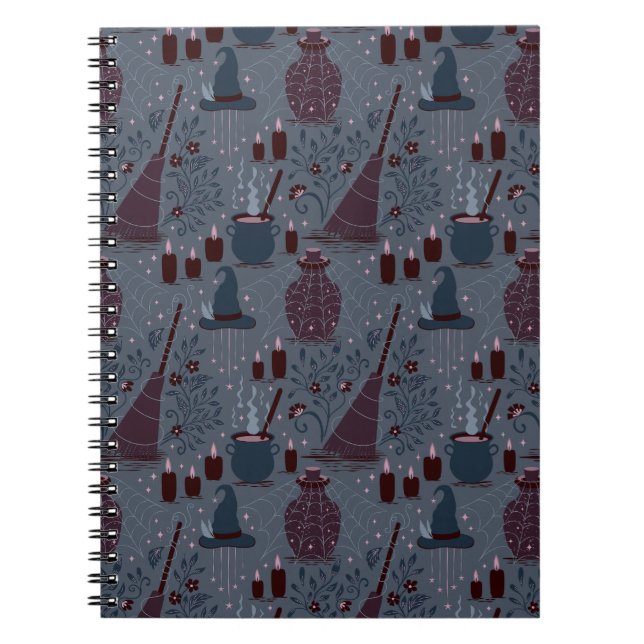 Moonlit Witchy Halloween Pattern Notebook (Front)