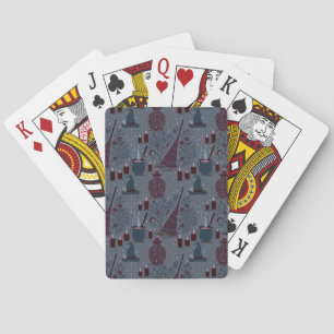 Moonlit Witchy Halloween Pattern Poker Cards