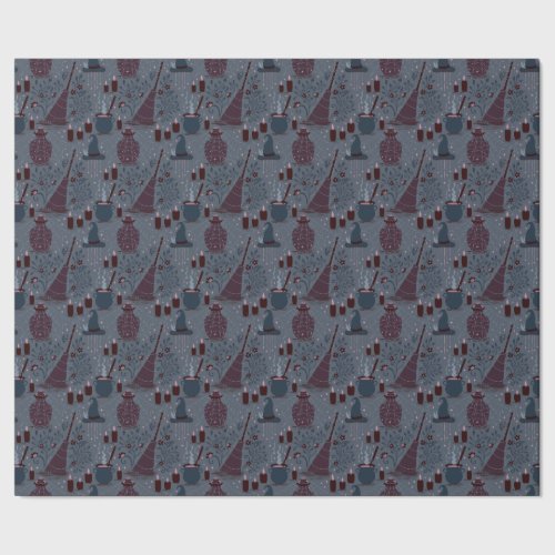 Moonlit Witchy Halloween Pattern Wrapping Paper