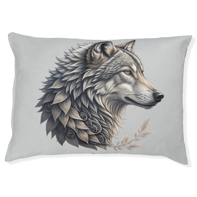 Moonlit Wolf Pet Bed – AI-Crafted Wild Elegance (Front)