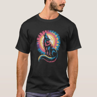 Moonlit Wolf Wild Nature Explorer Scene Premium T-Shirt