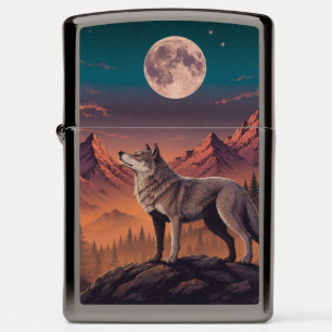 Moonlit Wolf Zippo Lighter