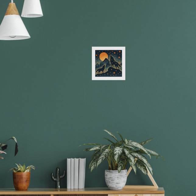 Moonlit Wolves & Mount Fuji – Japanese Night Art  Poster (Living Room 1)
