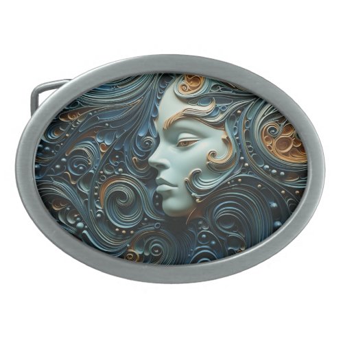 Moonlit Woman 3D Art Belt Buckle