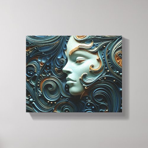 Moonlit Woman 3D Art Canvas Print