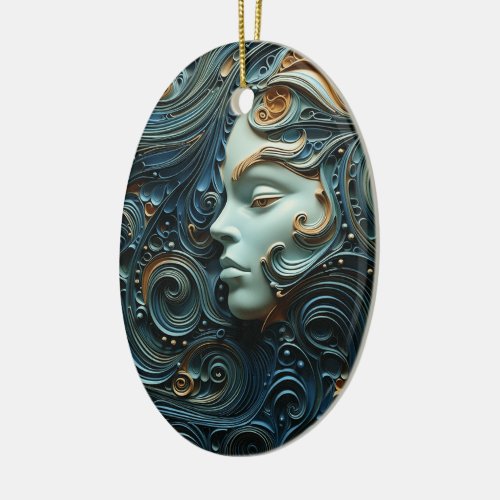 Moonlit Woman 3D Art Ceramic Ornament