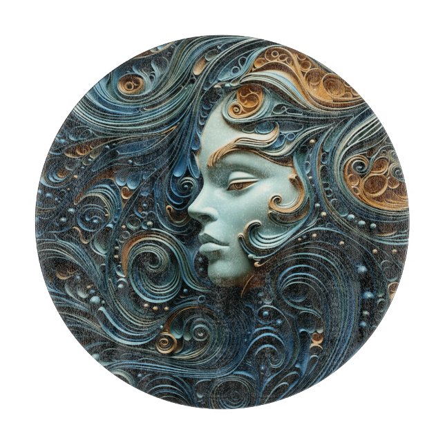 Moonlit Woman 3D Art Cutting Board (Front)
