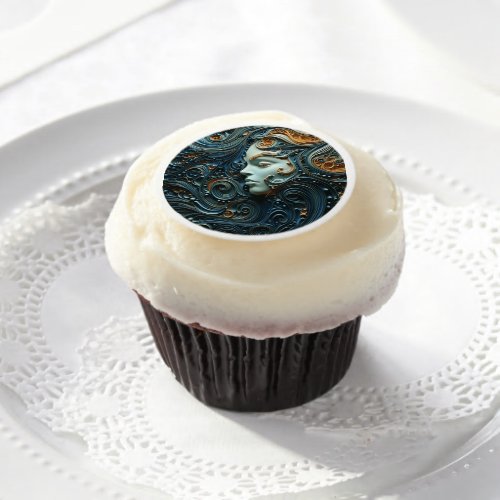 Moonlit Woman 3D Art Edible Frosting Rounds