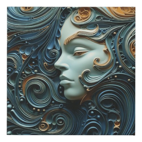Moonlit Woman 3D Art Faux Canvas Print