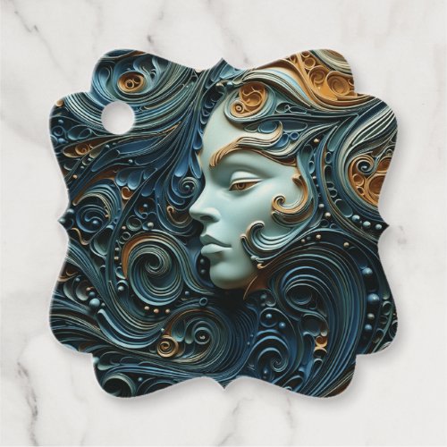 Moonlit Woman 3D Art Favor Tags