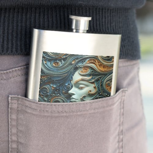 Moonlit Woman 3D Art Flask