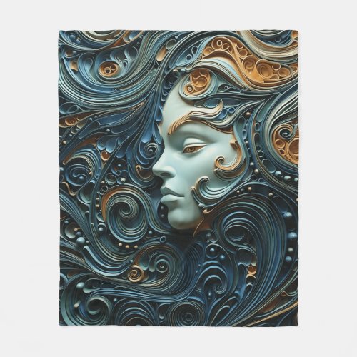 Moonlit Woman 3D Art Fleece Blanket