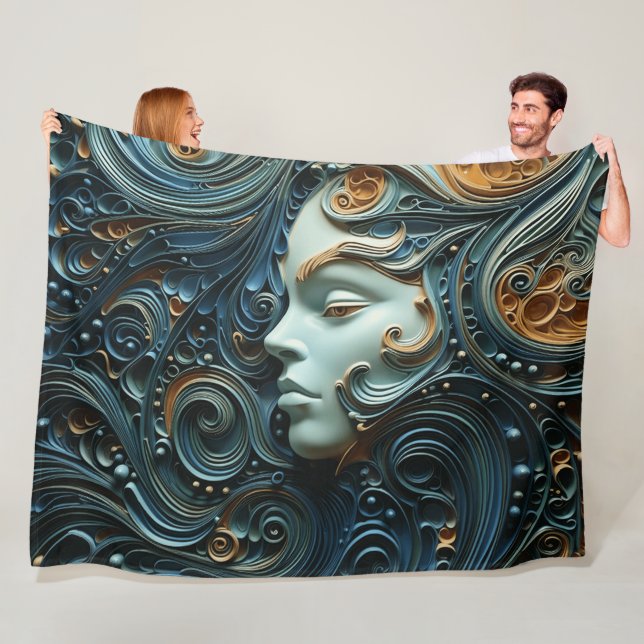 Moonlit Woman 3D Art Fleece Blanket (In Situ)