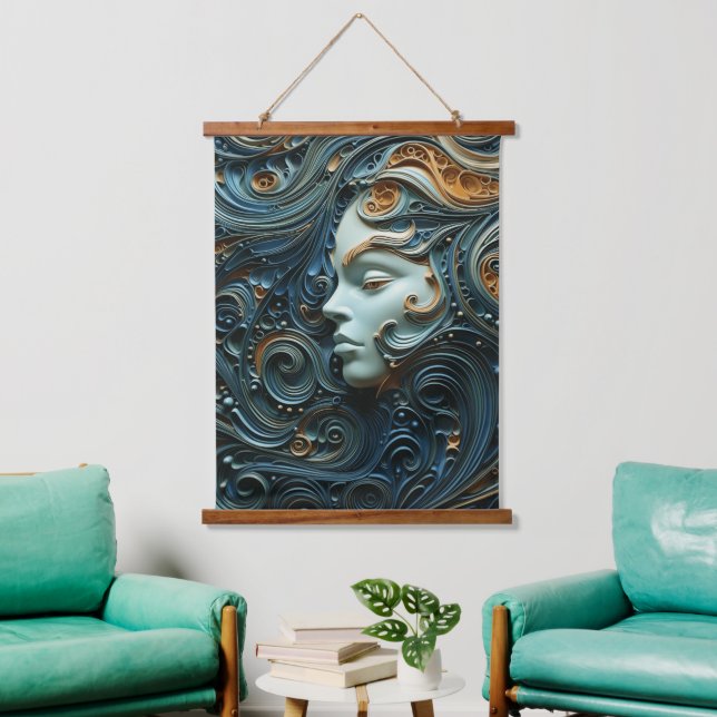 Moonlit Woman 3D Art Hanging Tapestry (Living Room)