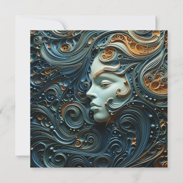 Moonlit Woman 3D Art Invitation (Front)