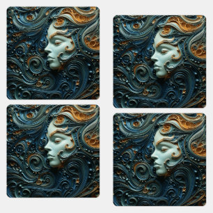 Moonlit Woman 3D Art Labels