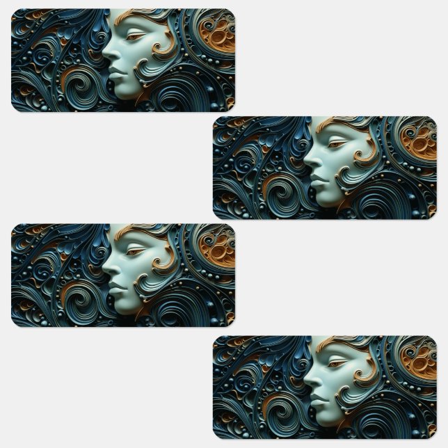 Moonlit Woman 3D Art Labels (Group)
