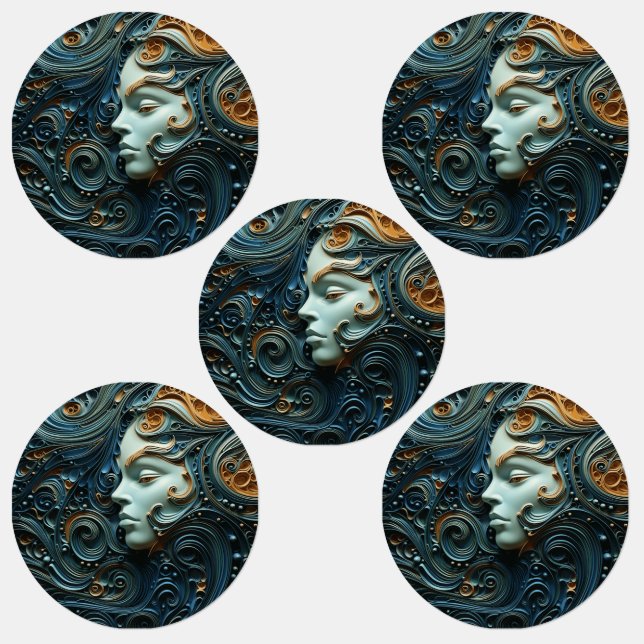 Moonlit Woman 3D Art Labels (Group)
