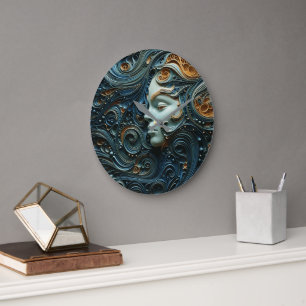 Moonlit Woman 3D Art Large Clock