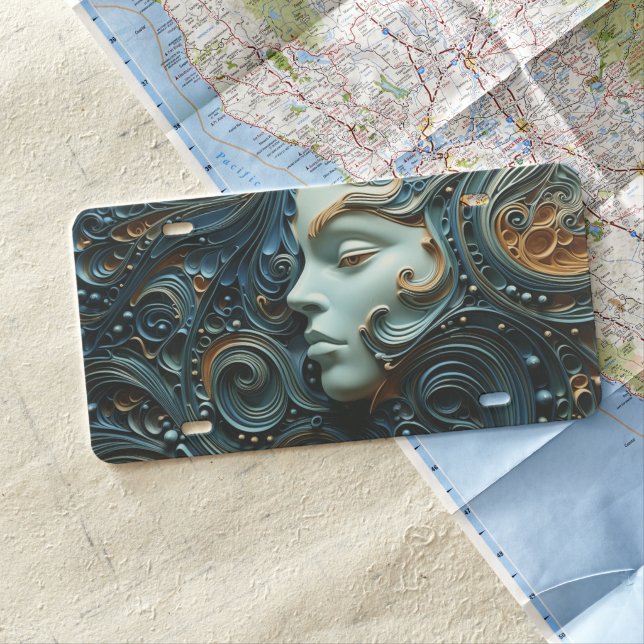 Moonlit Woman 3D Art License Plate (In Situ)