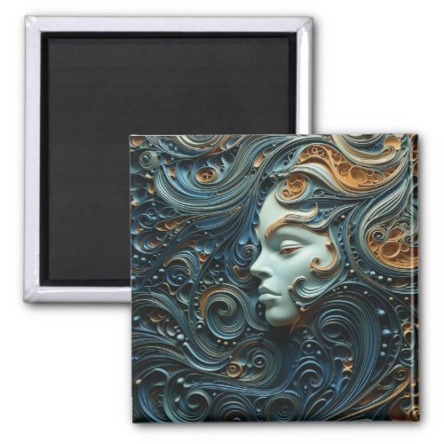 Moonlit Woman 3D Art Magnet