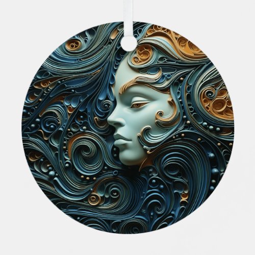 Moonlit Woman 3D Art Metal Ornament
