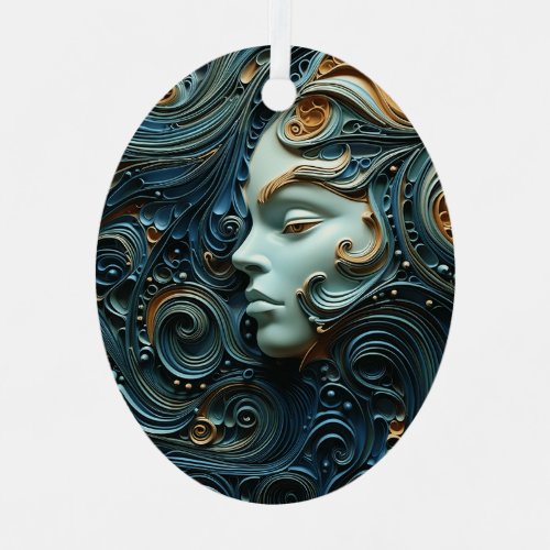 Moonlit Woman 3D Art Metal Ornament