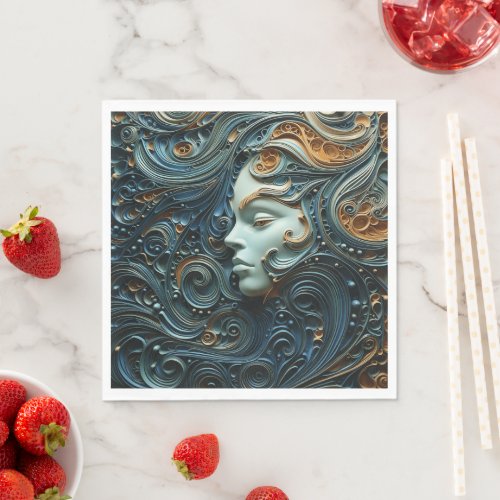 Moonlit Woman 3D Art Napkins