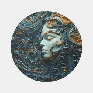 Moonlit Woman 3D Art Outdoor Rug