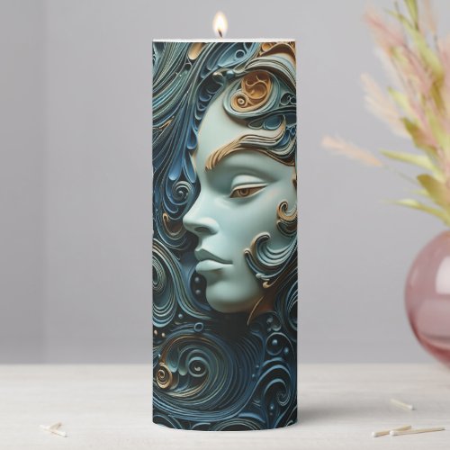 Moonlit Woman 3D Art Pillar Candle