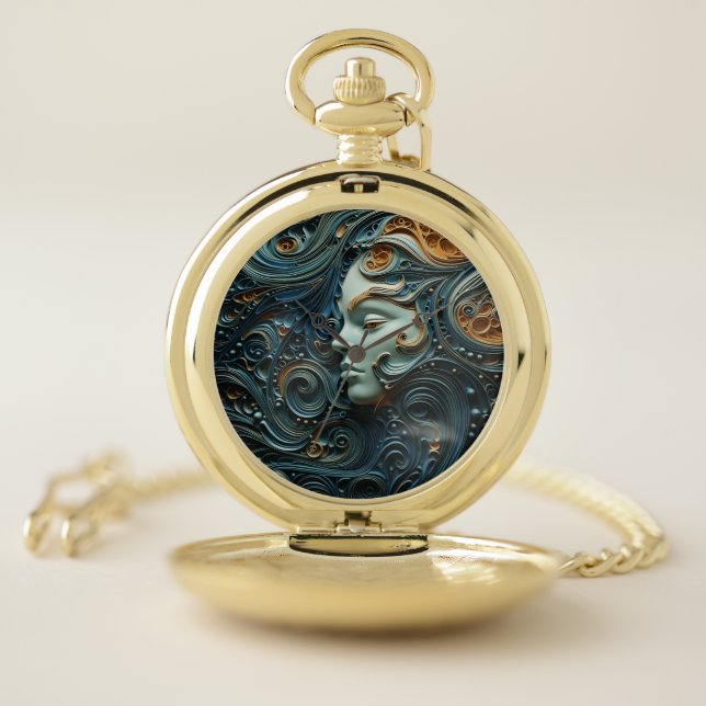 Moonlit Woman 3D Art Pocket Watch (Inside)