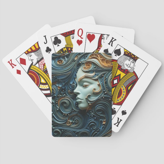 Moonlit Woman 3D Art Poker Cards (Back)
