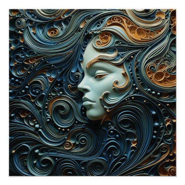 Moonlit Woman 3D Art Poster (Front)