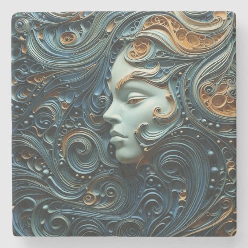 Moonlit Woman 3D Art Stone Coaster