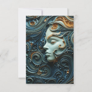Moonlit Woman 3D Art Thank You Card