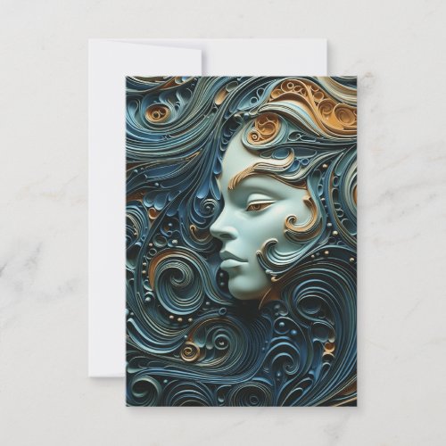 Moonlit Woman 3D Art Thank You Card
