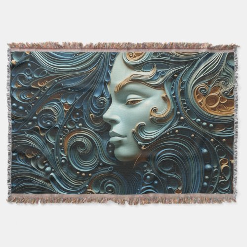 Moonlit Woman 3D Art Throw Blanket