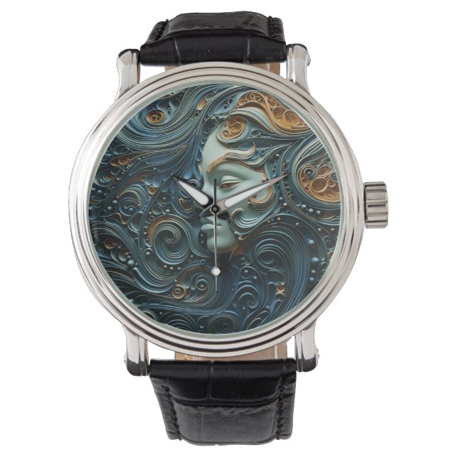 Moonlit Woman 3D Art Watch (Front)