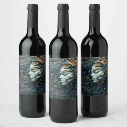 Moonlit Woman 3D Art Wine Label