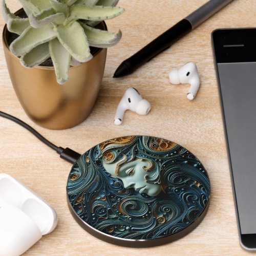 Moonlit Woman 3D Art Wireless Charger