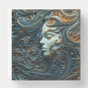 Moonlit Woman 3D Art Wooden Box Sign