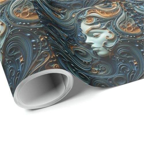 Moonlit Woman 3D Art Wrapping Paper
