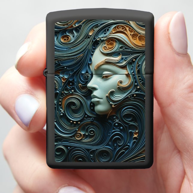 Moonlit Woman 3D Art Zippo Lighter (In Hand)