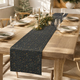 Moonlit Yule Winter Botanical Table Runner